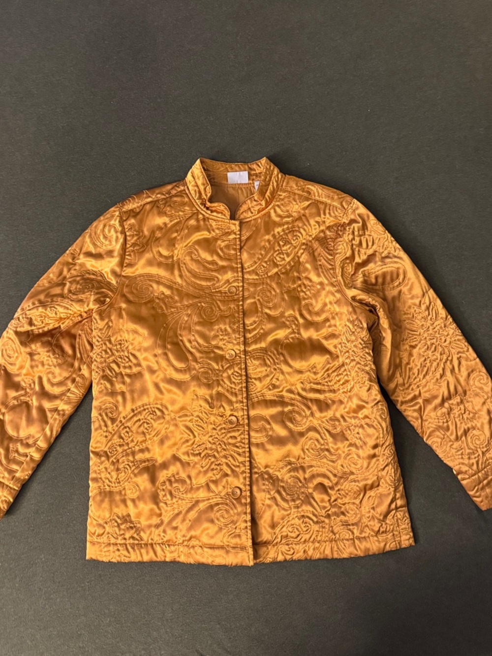 VINTAGE | Quilted Mandarin Collar Jacket - Gold